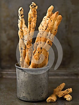 Rustic italian grissini breadstick photo