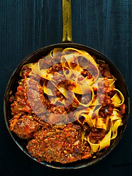 Rustic italian oxtail ragu pappardelle pasta