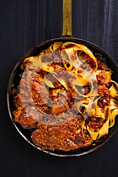 Rustic italian oxtail ragu pappardelle pasta