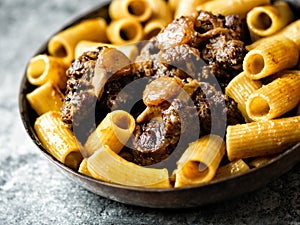 Rustic italian oxtail ragu pasta