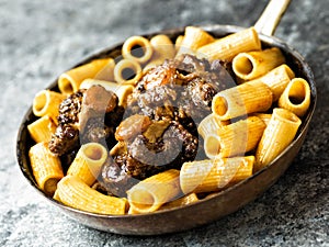 Rustic italian oxtail ragu pasta