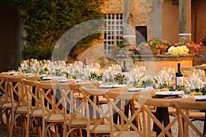 A rustic Italian wedding table design Tuscany  Italy.