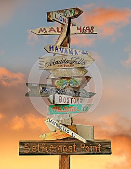 Rustic Key West Sign on Sunset Sky