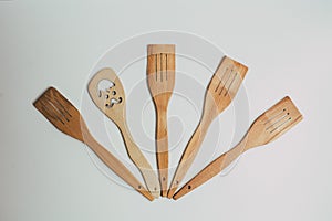 Rustic Kitchen Decoration with wooden cutlery. Country kitchen decoration.