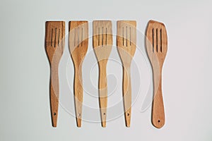 Rustic Kitchen Decoration with wooden cutlery. Country kitchen decoration.