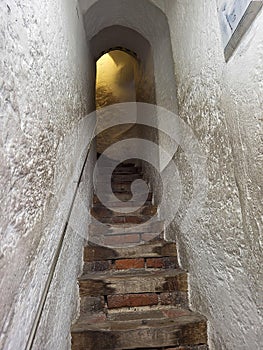 A rustic stone staircase