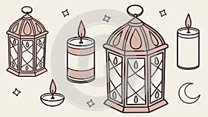 Rustic Lantern and Candle Seamless Pattern Design, vector design Generative AI