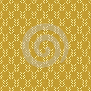 Rustic Leaf Sprig Seamless Vector Pattern. Hand Dran Lino Cut Texture photo