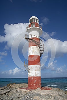 Rustic lighthouse at Punta Cancun, Mexico