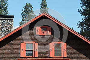 Rustic lodge gable end windows