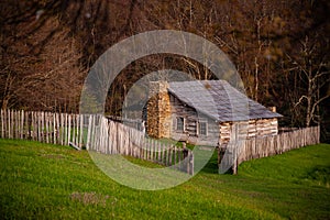 Rustic Log Cabin + Wood Fence - Cumberland Gap National Historical Park - Kentucky