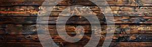 Rustic Long Banner: Dark Brown Wooden Texture for Background and Panorama
