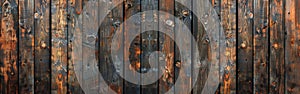 Rustic Long Banner: Dark Brown Wooden Texture for Background and Panorama