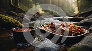 Delicious Beef Stew with Pasta by the River