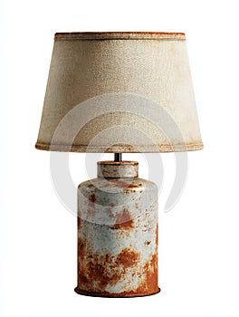 Rustic Metal Table Lamp with Textured Off White Shade