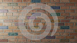 Rustic multicolored brick wall texture background.