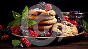 Rustic Naturalism: Vibrant Cookies With Golden Crust And Fresh Berries