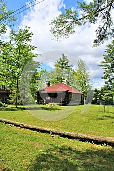 Rustic old log cabin located in Childwold, New York, United States