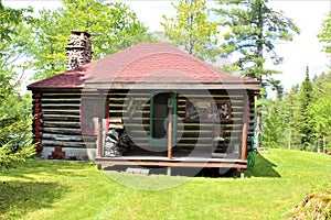 Rustic old log cabin located in Childwold, New York, United States