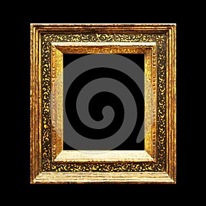 Rustic old ornate frame isolated on black