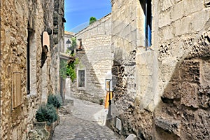 Rustic old street in Les Baux de Provence, France