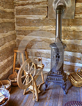 Rustic Old Time Log Cabin Spinning Room photo