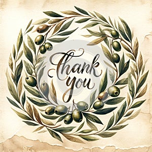 Rustic Olive Branch Gratitude Circle