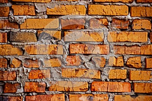 Rustic orange brick wall / background