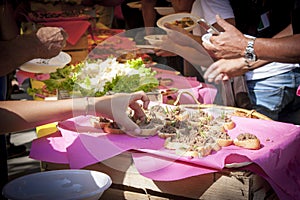 Rustic outdoor buffet with snacks