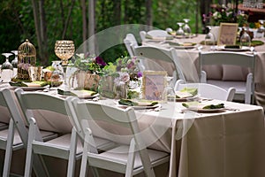 Rustic Outdoor Table Setting for Wedding Reception