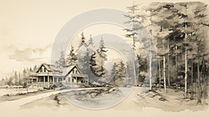 rustic outline of a house photo