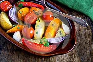 Rustic oven baked vegetables