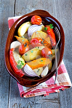 Rustic oven baked vegetables