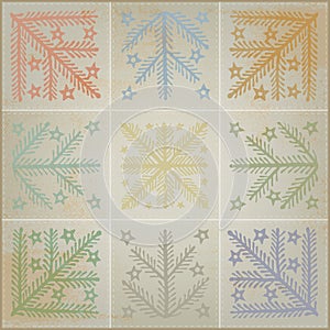 Rustic Patchwork Quilt Concept for Christmas Icons photo
