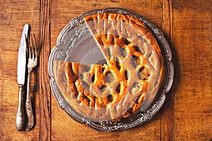 Rustic pie on vintage plate