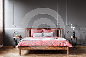 Rustic pink and grey bedroom