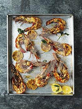 Rustic piri-piri grilled prawn