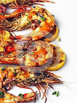 Rustic piri-piri grilled prawn