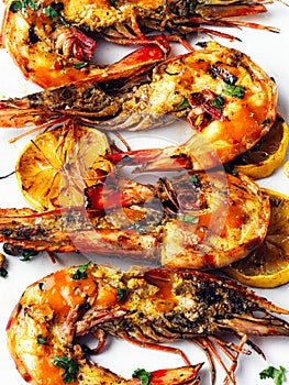 Rustic piri-piri grilled prawn