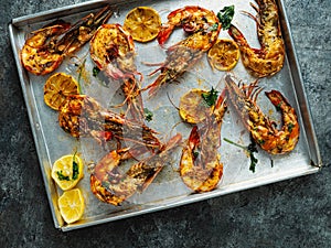 Rustic piri-piri grilled prawn