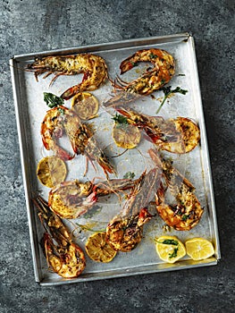 Rustic piri-piri grilled prawn