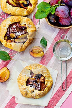 Rustic plum tart pie galette