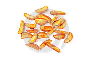 rustic potatoes spread on a white background