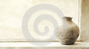 Rustic Pottery Vase on Window Sill