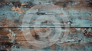 Rustic Realism: Eroded Wood Texture With Peeling Paint On Brown And Blue Background