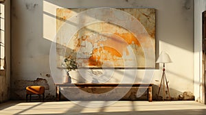 Rustic Realism: Orange And Brown Painted Wall With Vray Tracing