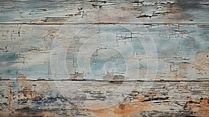 Rustic Realism Peeling Paint On Wooden Plank With Light Sky-blue And Bronze