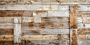 Rustic reclaimed wood paneling texture a background of weathered, varied tones and grain patterns. Generative AI