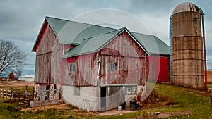 Rustic Red Barn with Silo in Wisconsin