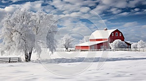 rustic red barn winter